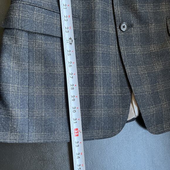Hart Schaffner Marx Blazer Sport Coat Jacket 42L Black Tan Windowpane Parisian - Picture 12 of 16